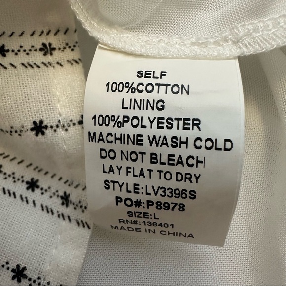 Shop White Pleated Crewneck Sundress with Floral Embrodiery - Picture 6 of 7